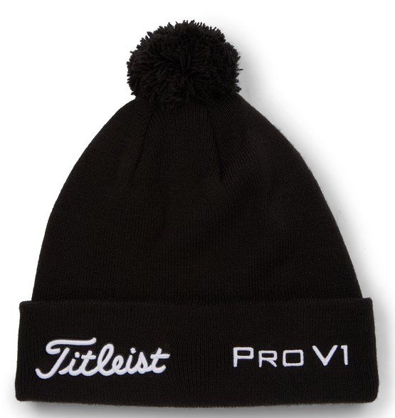 Titleist Tour Pom Pom unisex vintermössa, svart/vit