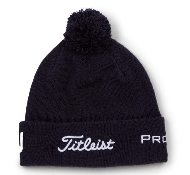 Titleist Tour Pom Pom unisex vintermössa, navy/white
