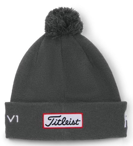 Titleist Tour Pom Pom unisex vintermössa, charcoal/white