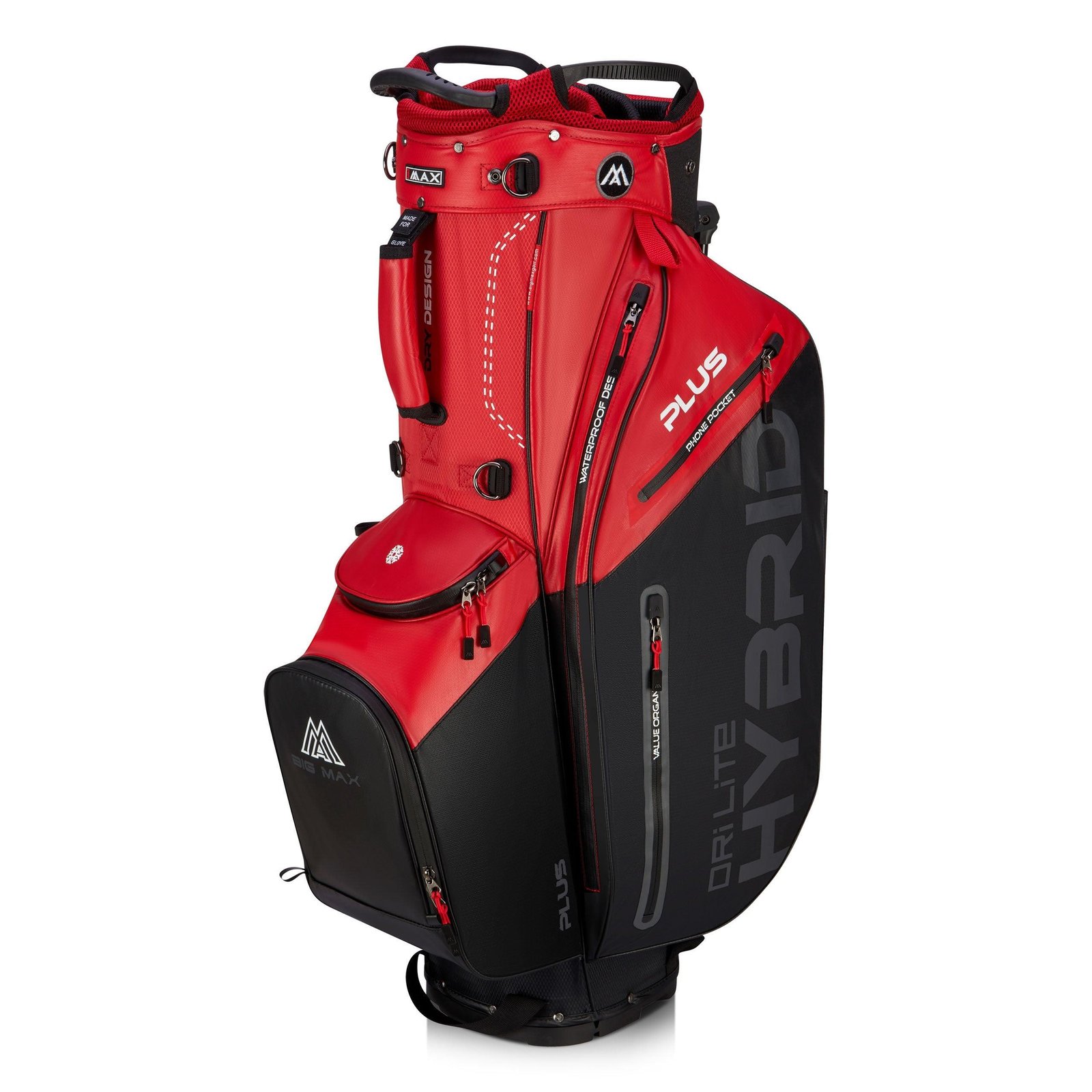 Big Max Dri Lite Hybrid Plus stand bag, röd/svart