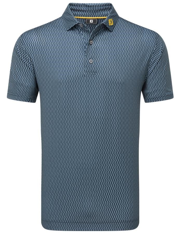 FootJoy Wiggle Print Lisle herr polo, navy/grå/vit