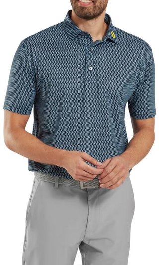 FootJoy Wiggle Print Lisle herr polo, navy/grå/vit