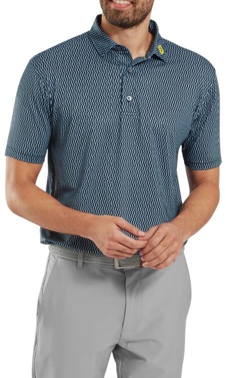 FootJoy Wiggle Print Lisle herr polo, navy/grå/vit