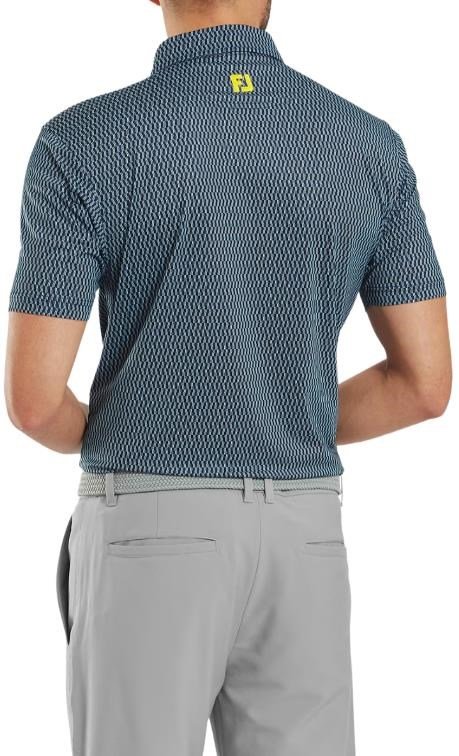 FootJoy Wiggle Print Lisle herr polo, navy/grå/vit