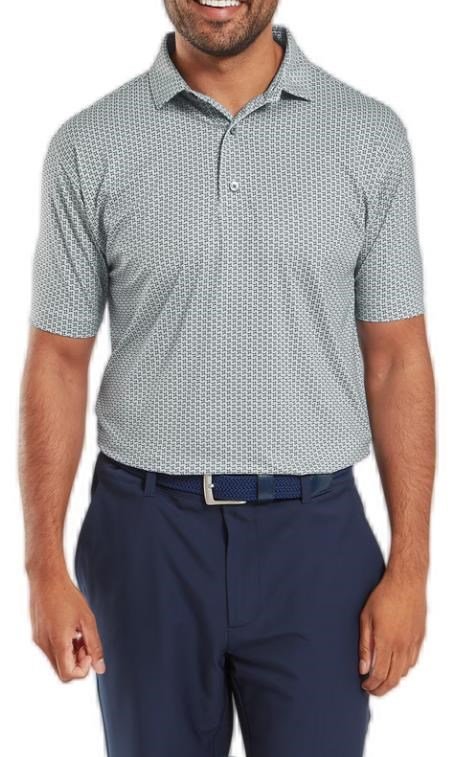 FootJoy Houndstooth Geo Lisle herr polo, grå