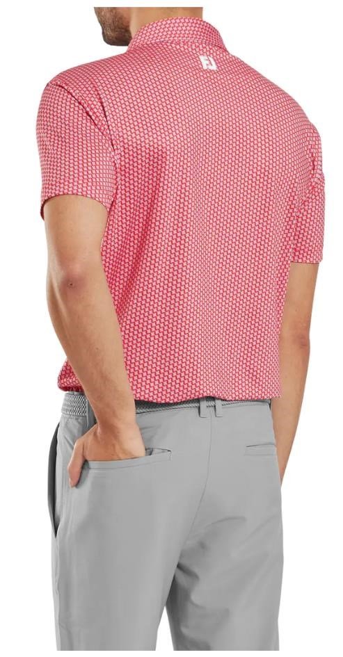FootJoy Houndstooth Geo Lisle herr polo, hibiscus