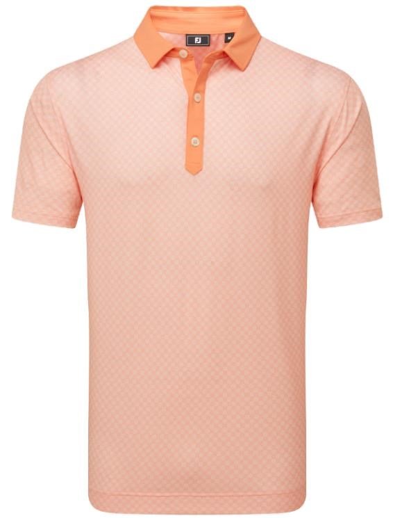 FootJoy Checker Print Lisle herr polo, orange/white