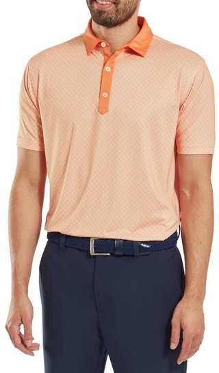 FootJoy Checker Print Lisle herr polo, orange/white