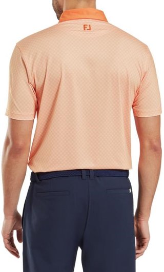 FootJoy Checker Print Lisle herr polo, orange/white