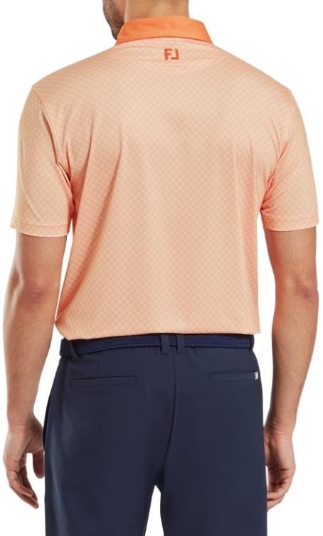 FootJoy Checker Print Lisle herr polo, orange/white