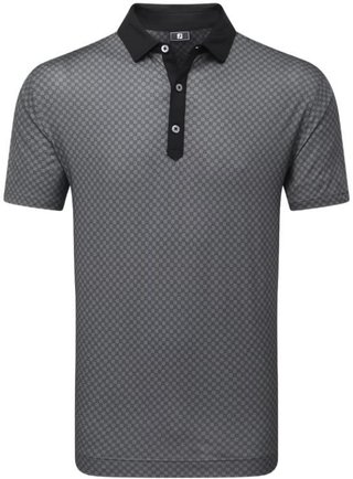 FootJoy Checker Print Lisle herr polo, svart/vit