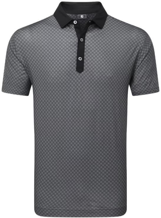 FootJoy Checker Print Lisle herr polo, svart/vit