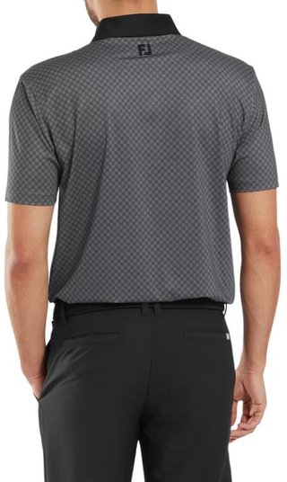 FootJoy Checker Print Lisle herr polo, svart/vit