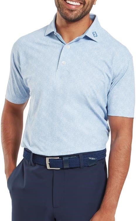 FootJoy Speckle Print Pique herr polo, blue jay/white