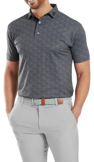 FootJoy Speckle Print Pique herr polo, svart/flint