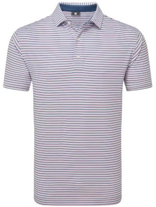 FootJoy Balance Stripe Lisle herr polo, skyway/white/dark denim/pink lemonade