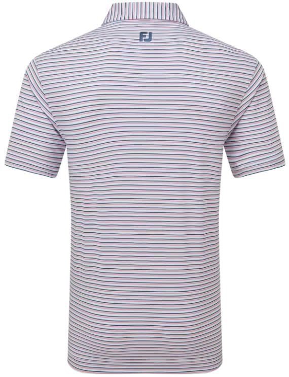 FootJoy Balance Stripe Lisle herr polo, skyway/white/dark denim/pink lemonade