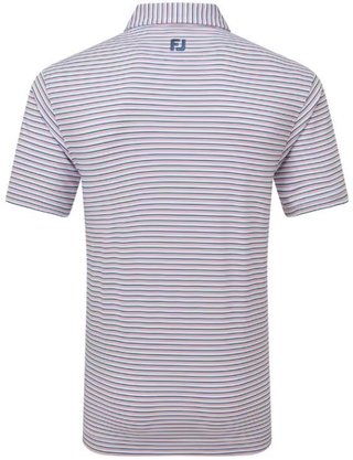 FootJoy Balance Stripe Lisle herr polo, skyway/white/dark denim/pink lemonade