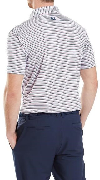 FootJoy Balance Stripe Lisle herr polo, skyway/white/dark denim/pink lemonade