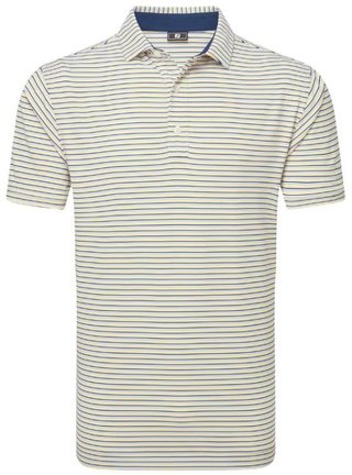 FootJoy Balance Stripe Lisle herr polo, white/navy/grey/taxi