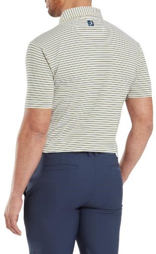 FootJoy Balance Stripe Lisle herr polo, white/navy/grey/taxi