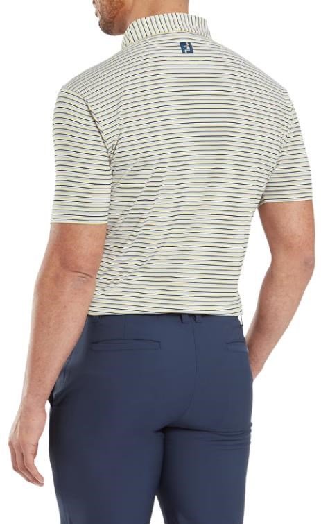 FootJoy Balance Stripe Lisle herr polo, white/navy/grey/taxi