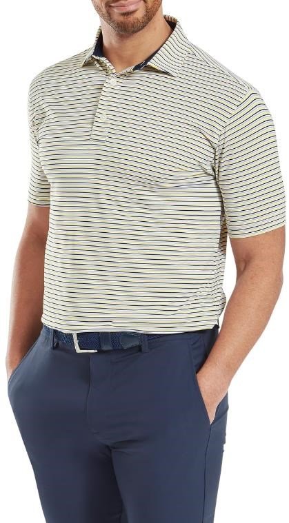 FootJoy Balance Stripe Lisle herr polo, blue jay/white/pistachio/orange