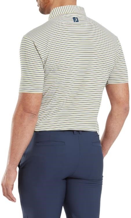 FootJoy Balance Stripe Lisle herr polo, blue jay/white/pistachio/orange