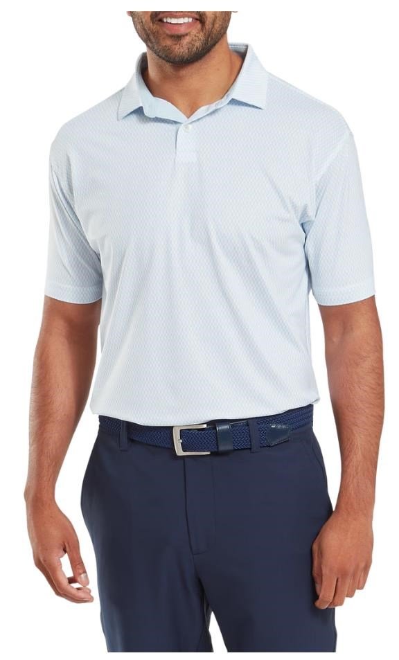 FootJoy Irongate Print Lisle herr polo, white/skyway