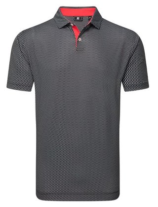 FootJoy Irongate Print Lisle herr polo, svart/vit