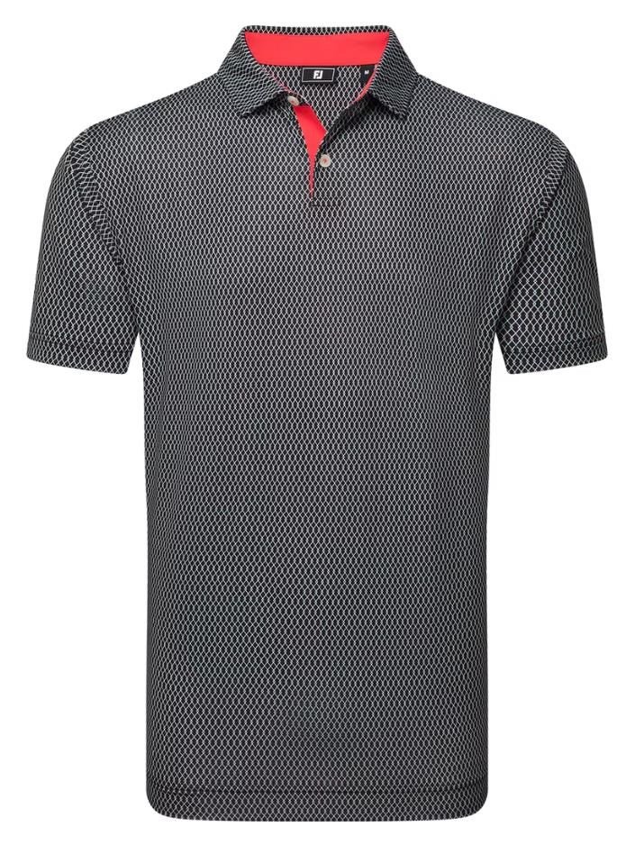 FootJoy Irongate Print Lisle herr polo, svart/vit