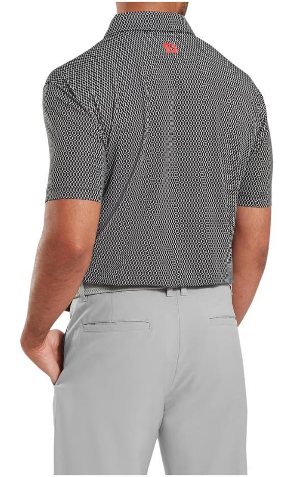 FootJoy Irongate Print Lisle herr polo, svart/vit