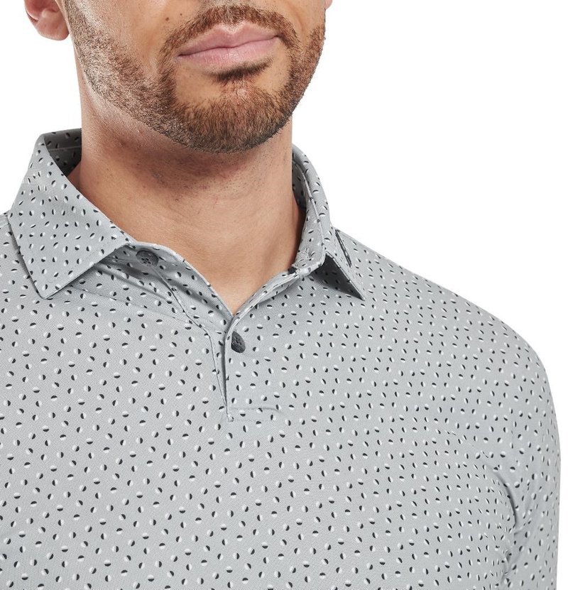 FootJoy Bounce Print Pique herr polo, grå