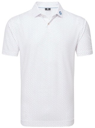 FootJoy Bounce Print Pique herr polo, white/orange/blue jay