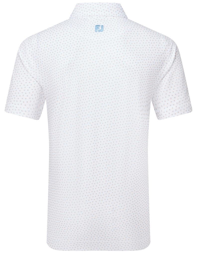 FootJoy Bounce Print Pique herr polo, white/orange/blue jay