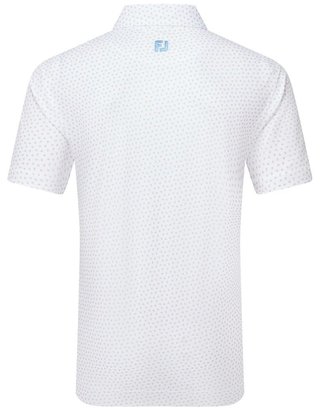 FootJoy Bounce Print Pique herr polo, white/orange/blue jay