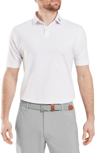 FootJoy Bounce Print Pique herr polo, white/orange/blue jay