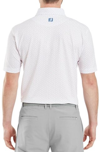 FootJoy Bounce Print Pique herr polo, white/orange/blue jay