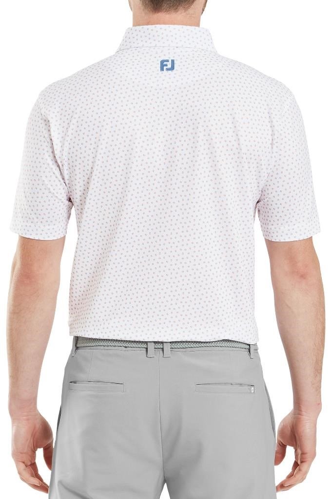 FootJoy Bounce Print Pique herr polo, white/orange/blue jay