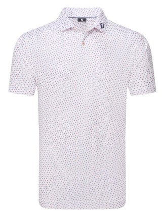 FootJoy Bounce Print Pique herr polo, white/hibiscus