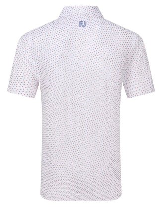 FootJoy Bounce Print Pique herr polo, white/hibiscus