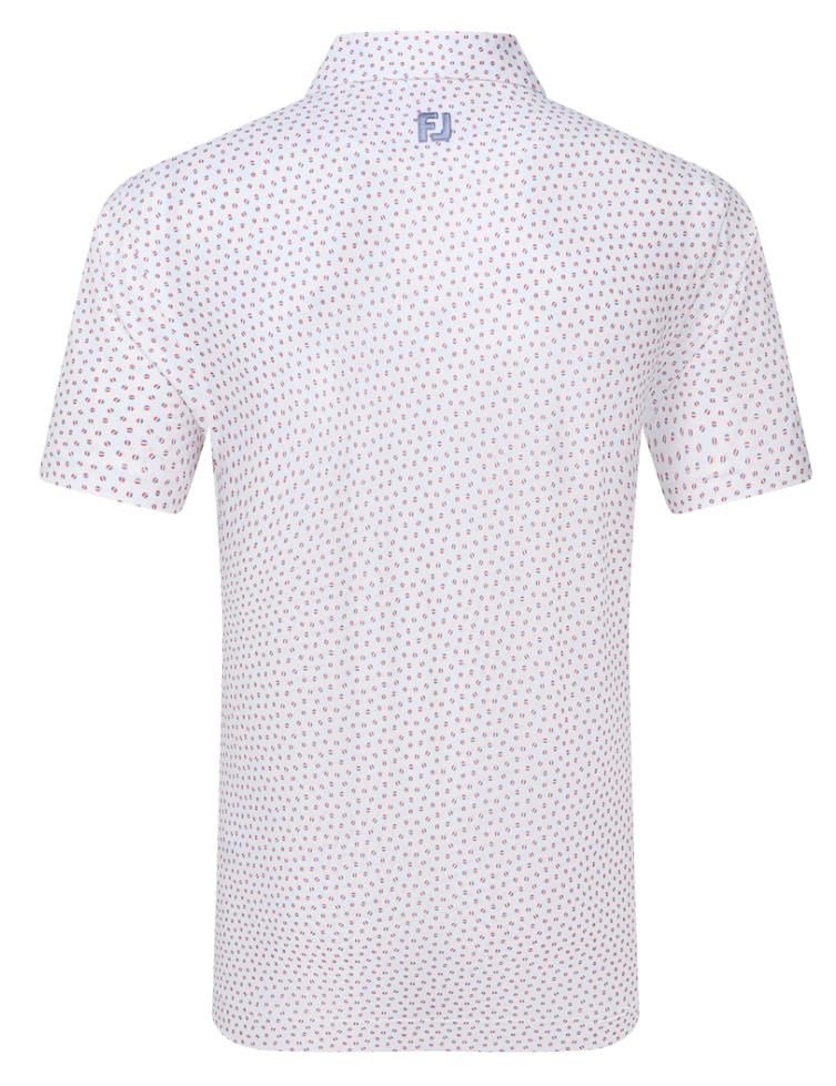 FootJoy Bounce Print Pique herr polo, white/hibiscus