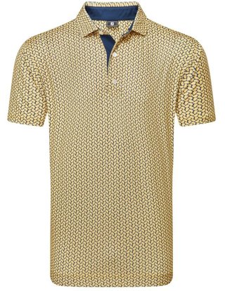 FootJoy Citrus Print Lisle herr polo, taxi/navy