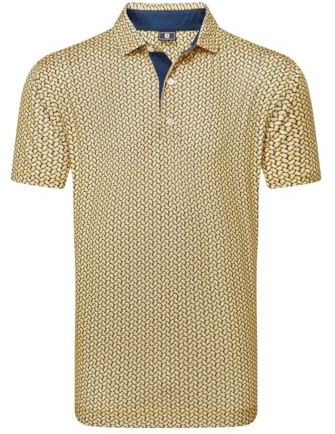 FootJoy Citrus Print Lisle herr polo, taxi/navy