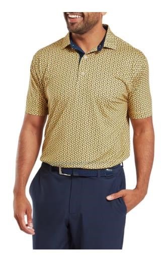 FootJoy Citrus Print Lisle herr polo, taxi/navy