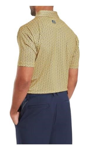 FootJoy Citrus Print Lisle herr polo, taxi/navy