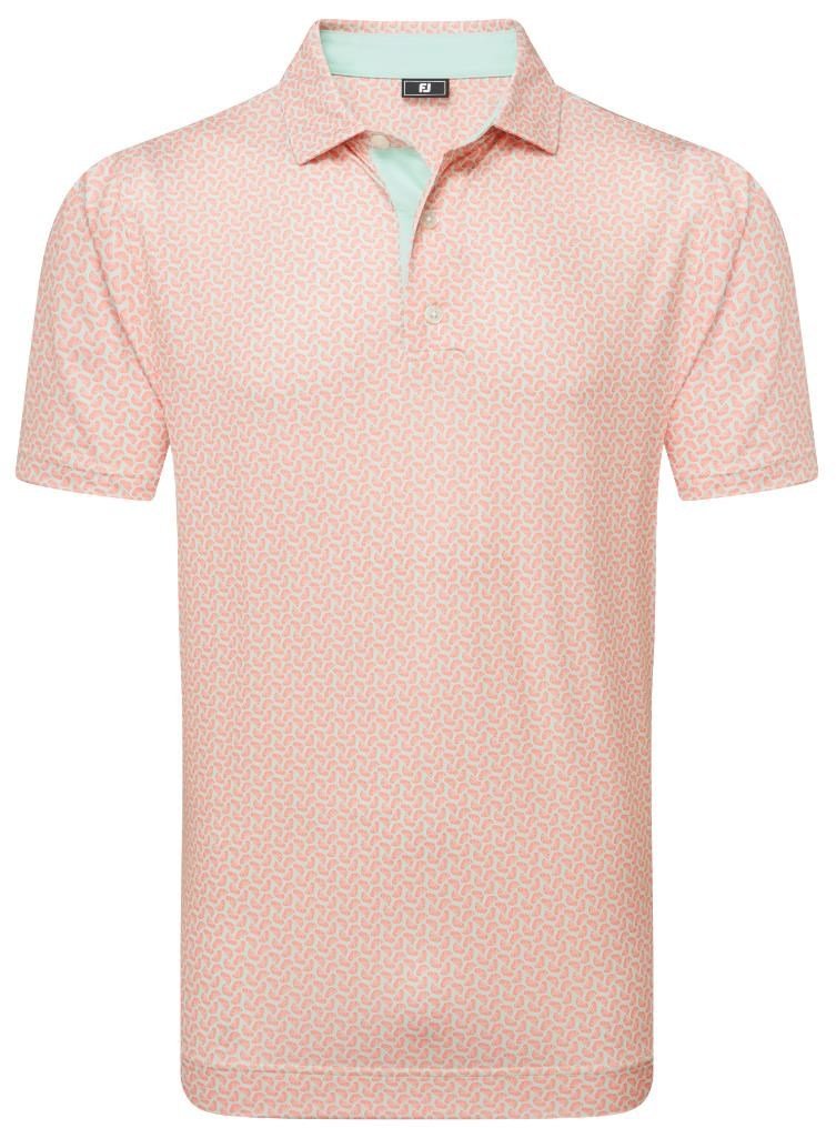 FootJoy Citrus Print Lisle herr polo, orange/pistachio