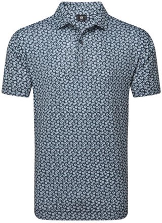 FootJoy Floral Sketch Print Lisle herr polo, white/navy