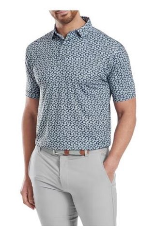 FootJoy Floral Sketch Print Lisle herr polo, white/navy