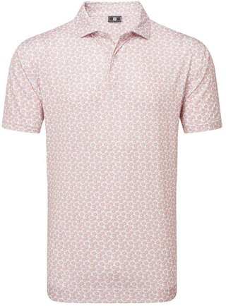 FootJoy Floral Sketch Print Lisle herr polo, orange/white